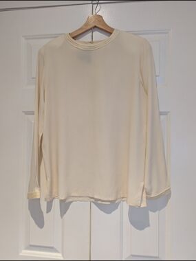 Vintage Rafaella Long Sleeve Cream Ivory Silk Blouse Shirt Top Minimalist Chic 6